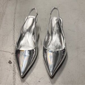 Silver Kitten Heels